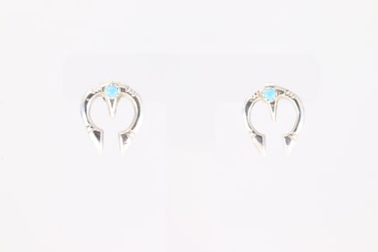 Native America Navajo Sterling Silver Turquoise Naja Post Earring's By Shatel Bitsie.