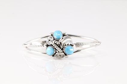 Native America Navajo Sterling Silver Turquoise Bracelet Cuff By Phyllis A. Smith.