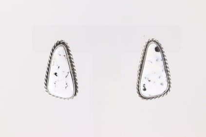 Native America Navajo Sterling Silver White Buffalo Post Earring's By Elouise Kee.