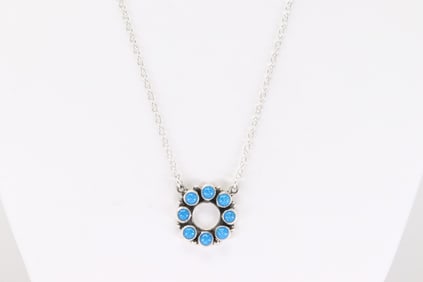 Native America Navajo Sterling Silver Lapis Necklace By Loretta Delgarito.