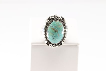 Native America Navajo Sterling Silver Turquoise Ring By Samuel Yellowhair.