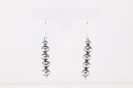 Native America Navajo Sterling Silver Pearl Beaded Dangling Earring's By Treva Jim.