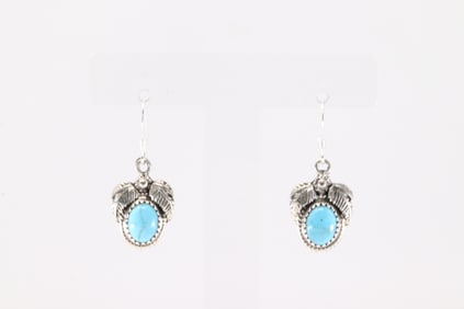 Native America Navajo Sterling Silver Turquoise Dangling Earring's By Sharon McCarthy.