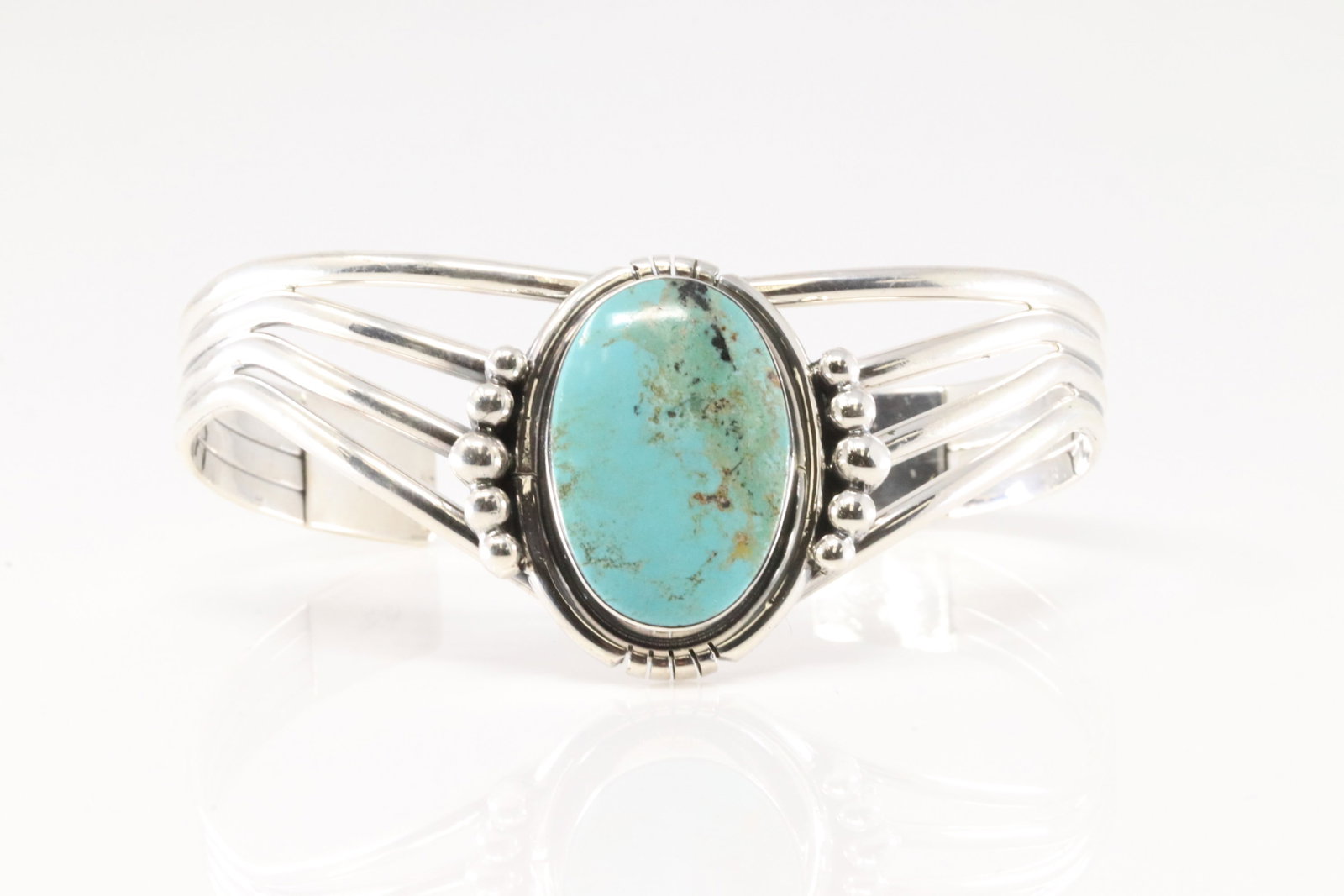 Native American Navajo Sterling Silver Turquoise Bracelet Cuff By Harold Becenti. (1 of 4)