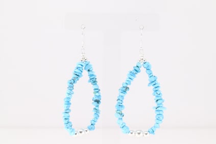 Native America Navajo Sterling Silver Turquoise Dangling Earring's.