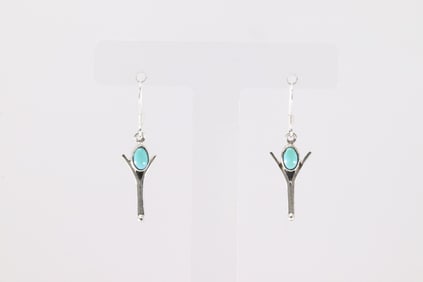 Native America Navajo Sterling Silver Turquoise Dangling Earring's By Gary Shorty.