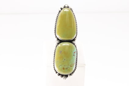 Native America Navajo Sterling Silver Turquoise Ring By Eugene Belone.