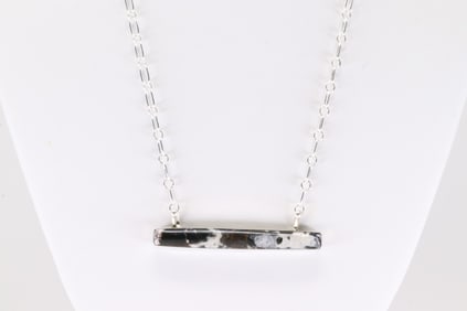 Native America Navajo Sterling Silver White Buffalo Necklace By Angie Platero.