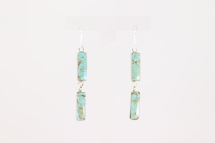 Native America Navajo Sterling Silver Turquoise Dangling Earring's By Irvin Tsosie.