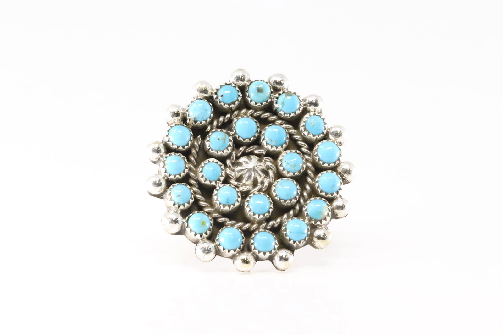 Native America Navajo Sterling Silver Turquoise Ring By F.P. (1 of 4)