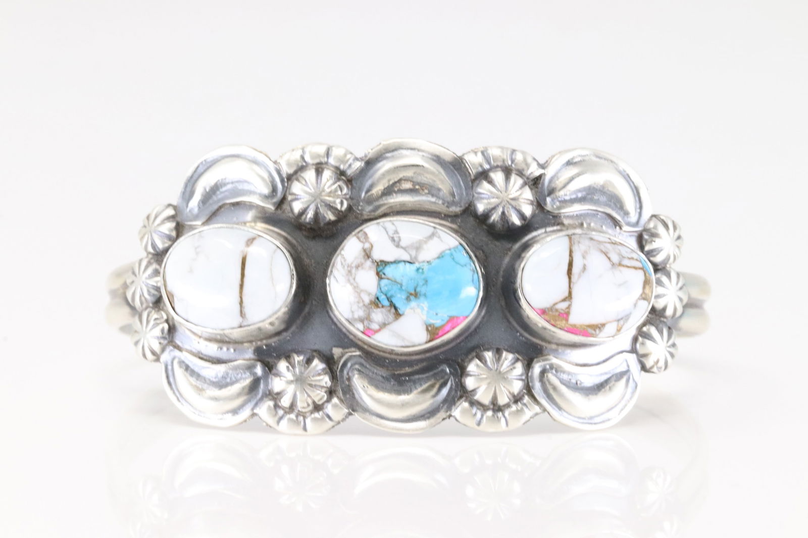 Native American Navajo Sterling Silver Cotton Candy Bracelet Cuff By Jeff James Jr. (1 of 4)