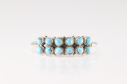 Native America Zuni Sterling Silver Turquoise Bracelet Cuff By C.A.