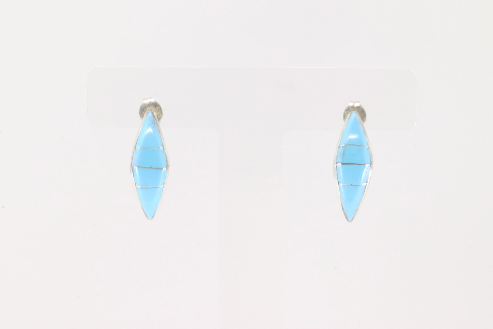 Native America Sterling Silver Turquoise Inlay Hoop Earring's By Robert Kanesta.: This is a Native America Sterling Silver Turquoise Inlay Hoop Earring's By Robert Kanesta.
