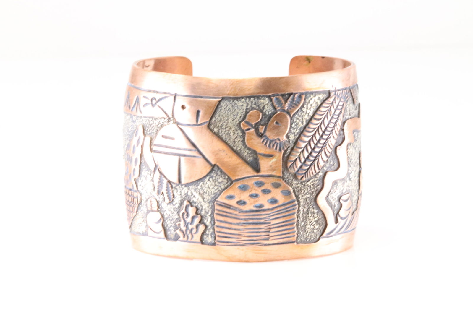 Native America Navajo Copper Storyteller Bracelet Cuff By Elaine Becenti. (1 of 4)