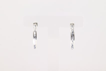 Native America Navajo Sterling Silver White Buffalo Hoop Earring's By Nathaniel & Cynthia Johnson.