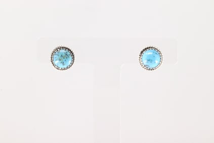 Native America Navajo Sterling Silver Kingman Turquoise Post Earring's By Esther White.