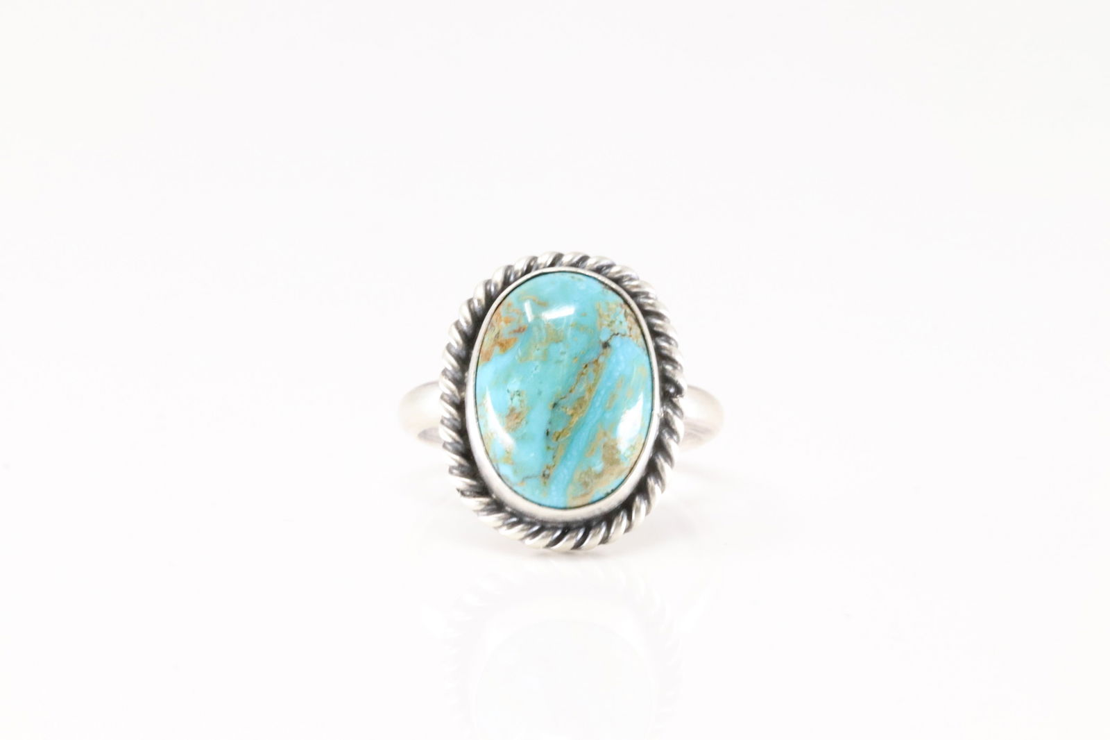 Native American Navajo Sterling Silver Turquoise Ring By Dixon.