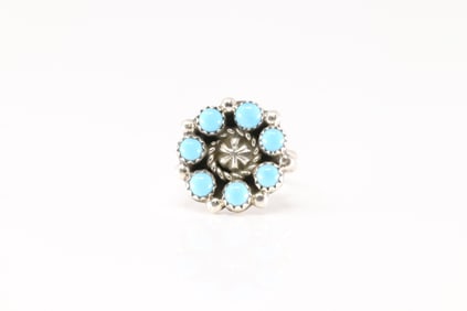 Native America Navajo Sterling Silver Turquoise Ring By B.