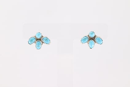Native America Navajo Sterling Silver Turquoise Post Earring's By Sylvya Chee.