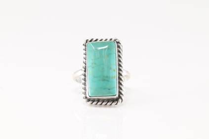 Native America Navajo Sterling Silver Turquoise Ring By Dixon.