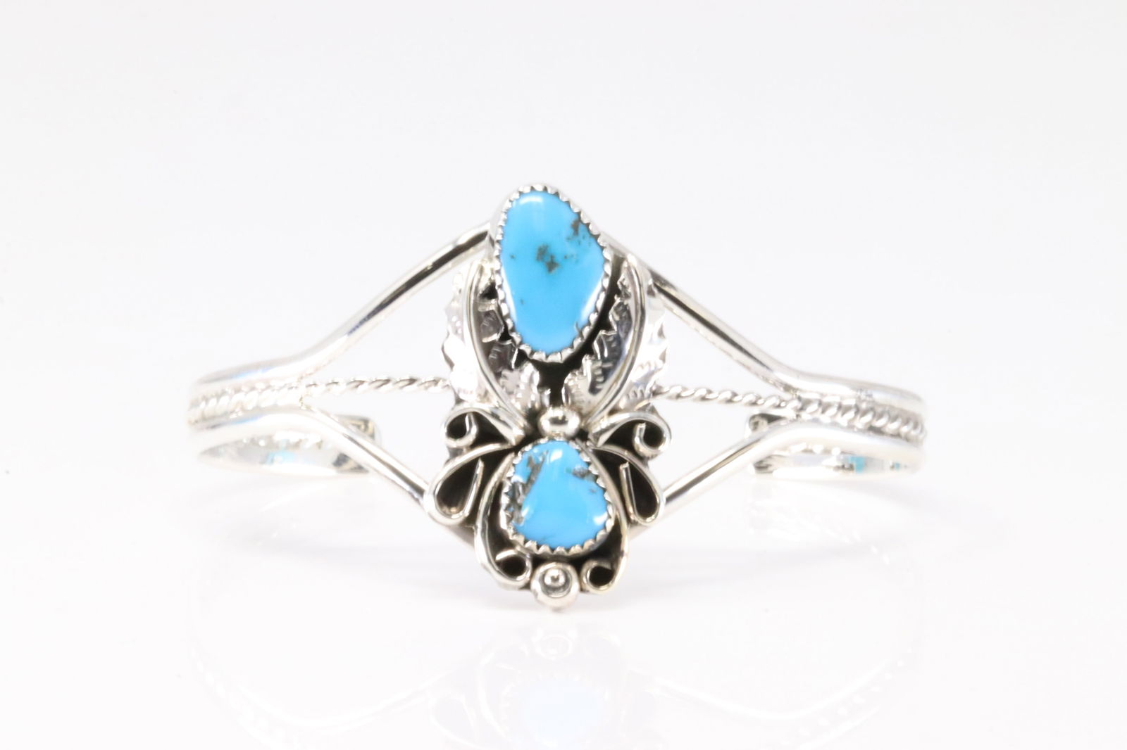 Native America Navajo Sterling Silver Turquoise Bracelet Cuff By Harry B.Yazzie. (1 of 4)