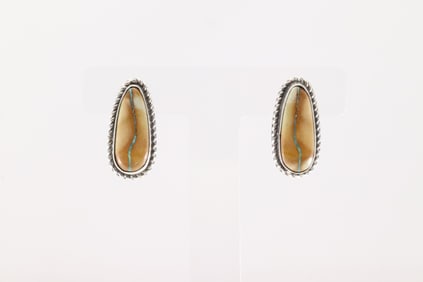 Native America Navajo Sterling Silver Boulder Turquoise Post Earring's By Irene Kee.