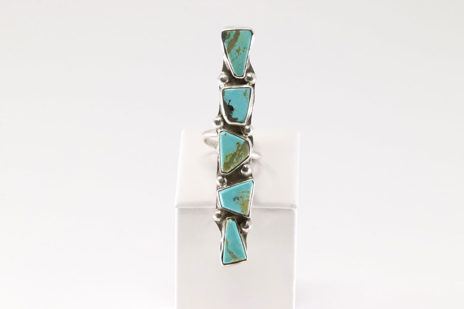 Native America Zuni Sterling Silver Kingman Turquoise Ring By Jude Candelaria. (1 of 4)