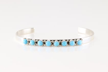Native America Navajo Sterling Silver Turquoise Bracelet Cuff By G.P. S.R.Y.