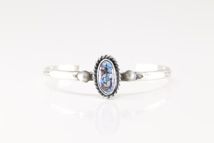 Native America Navajo Sterling Silver Golden Hill Turquoise Bracelet Cuff By M.B.