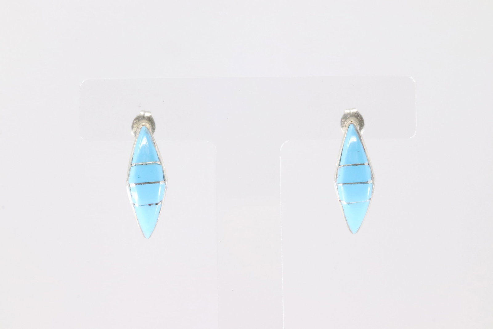 Native America Zuni Sterling Silver Turquoise Hoop Earring's By Robert Kanesta.: This is a Native America Zuni Sterling Silver Turquoise Hoop Earring's By Robert Kanesta.