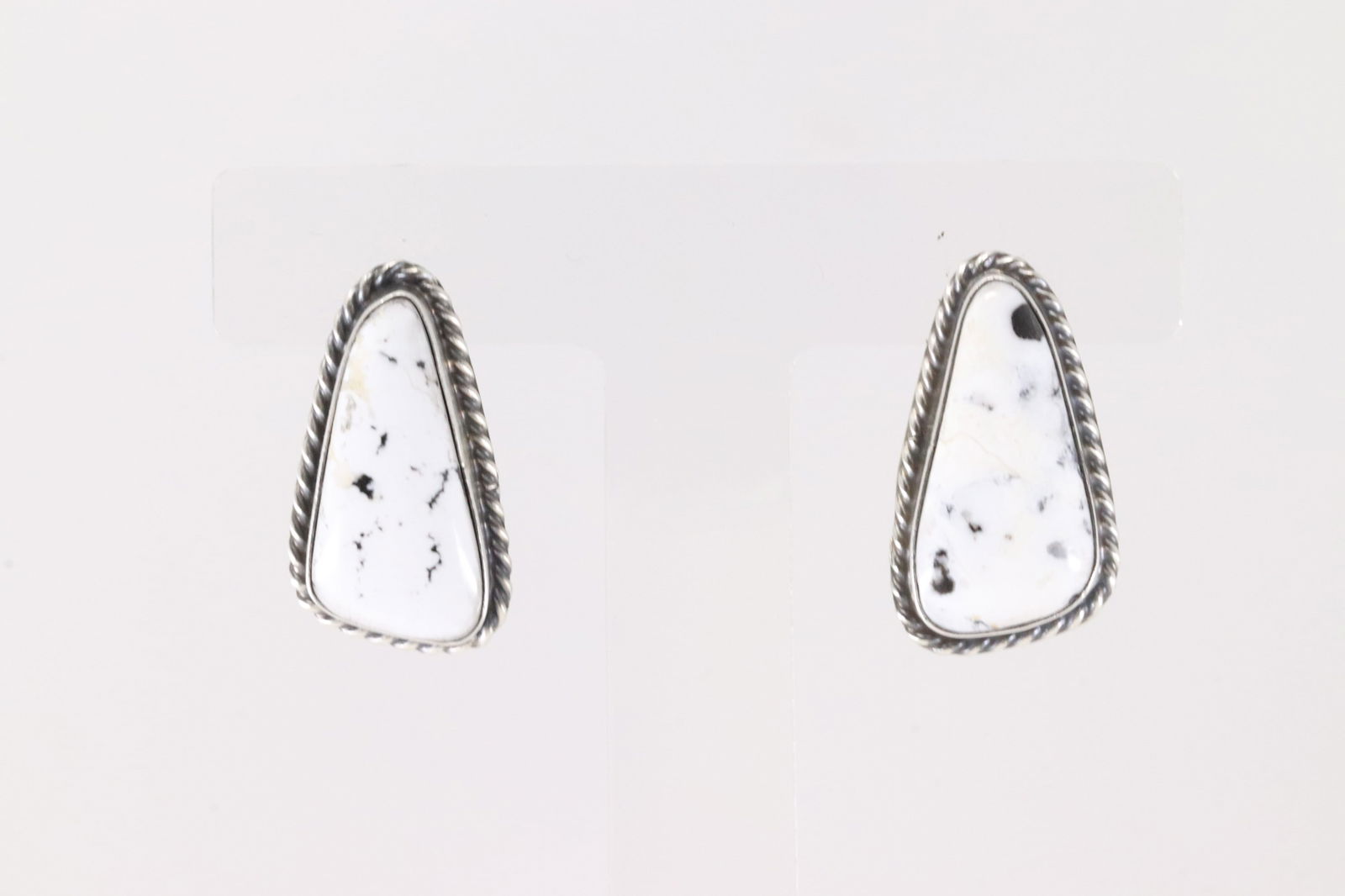 Native America Navajo Sterling Silver White Buffalo Post Earring's By Elouise Kee. (1 of 4)