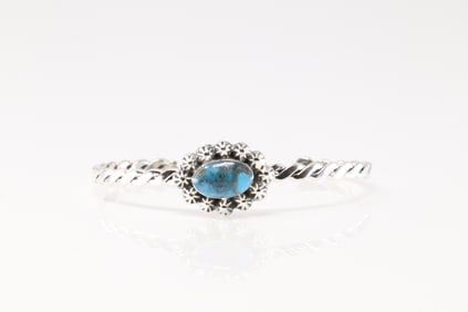 Native America Navajo Sterling Silver Turquoise Bracelet Cuff By Sadie Jim.
