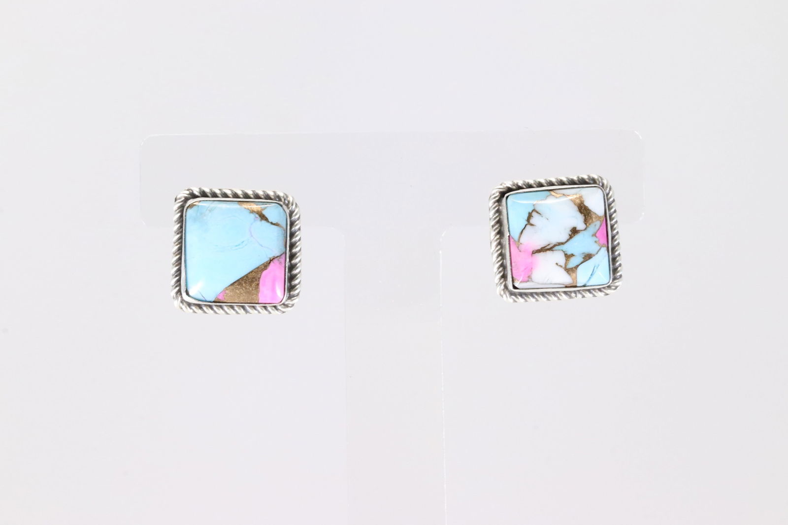 Native America Navajo Sterling Silver Cotton Candy Post Earring's By Judith Dixon.: This is a Native America Navajo Sterling Silver Cotton Candy Post Earring's By Judith Dixon.