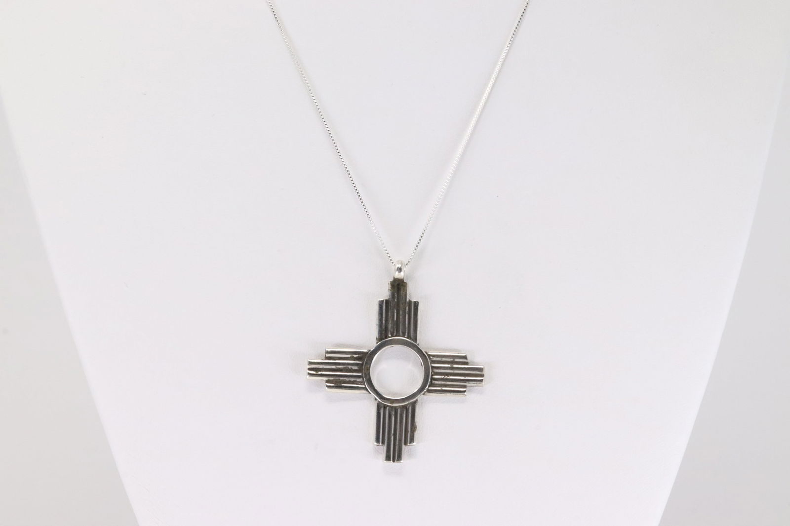 Native America Navajo Sterling Silver Solid Cross Pendant with A 925 Necklace By Sonyei Coho. (1 of 4)