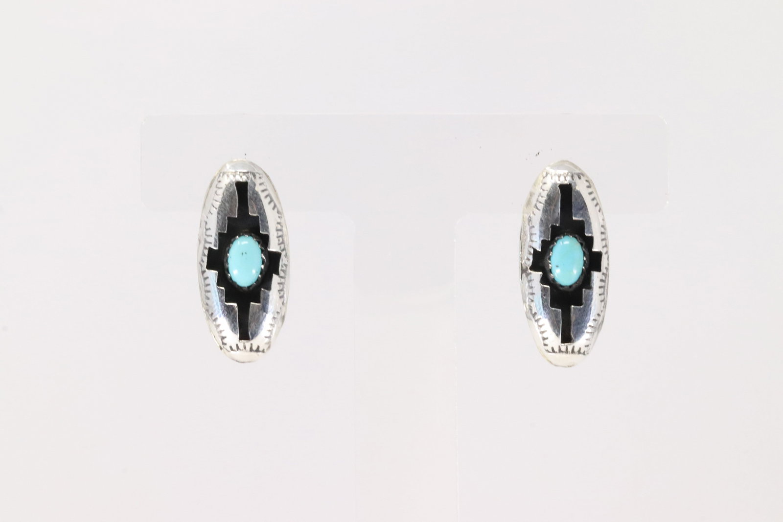 Native America Navajo Sterling Silver Turquoise Post Earring's By Felix Perry.: This is a Native America Navajo Sterling Silver Turquoise Post Earring's By Felix Perry.