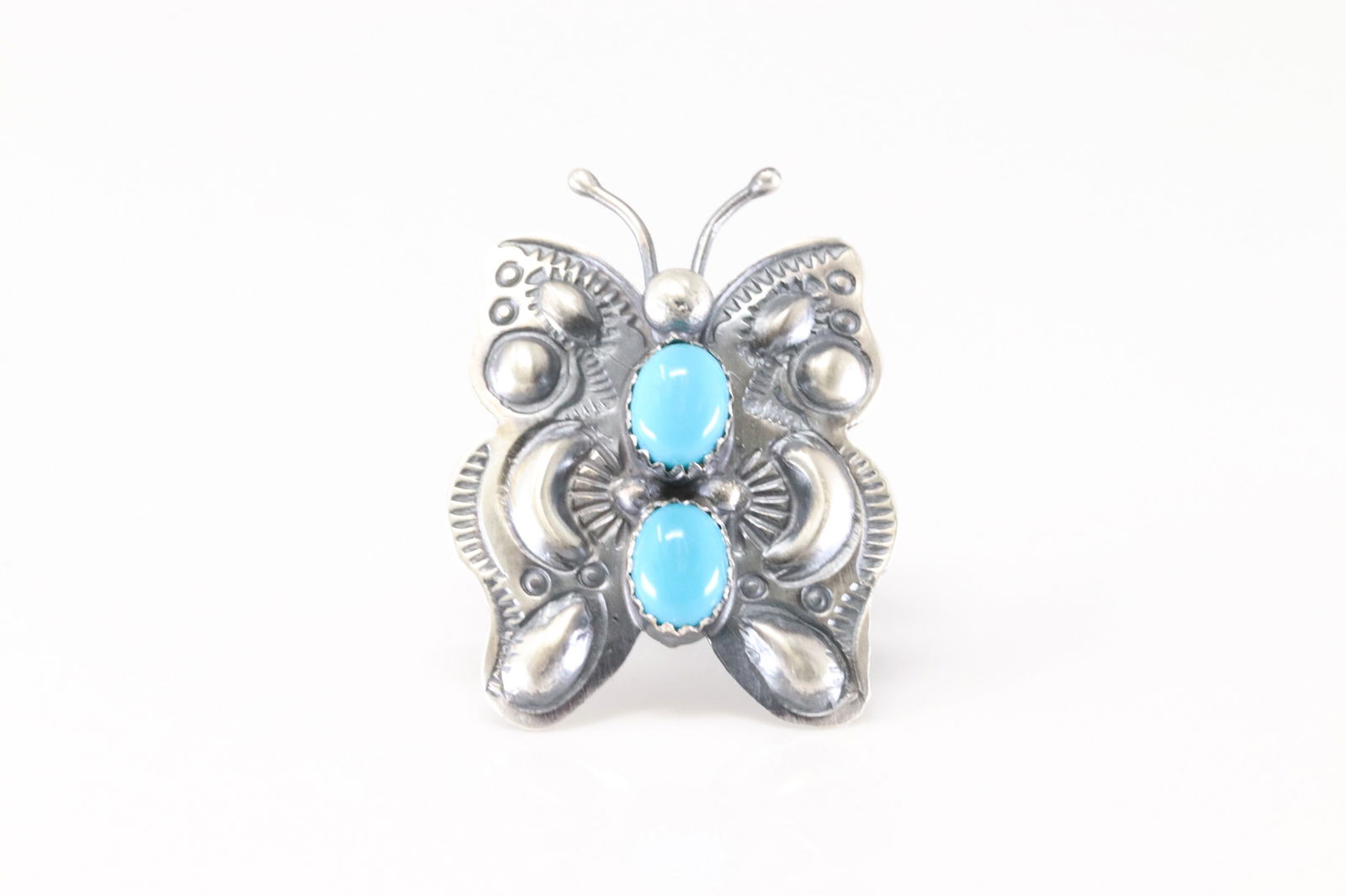 Native America Navajo Sterling Silver Turquoise Butterfly Ring By T.Yazzie. (1 of 4)
