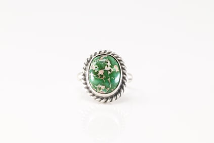 Native America Navajo Sterling Silver Sonora Gold Turquoise Ring By Dixon.