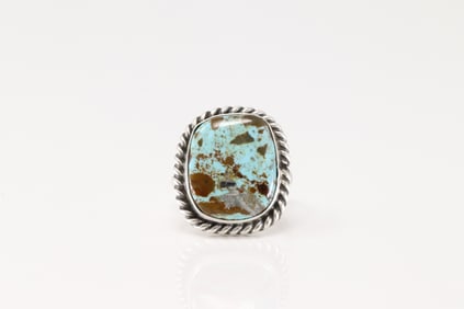 Native America Navajo Sterling Silver Turquoise Leather Bracelet By Joan Begay.