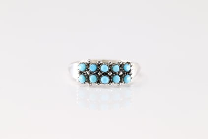 Native America Zuni Sterling Silver Turquoise Ring By April Haloo.