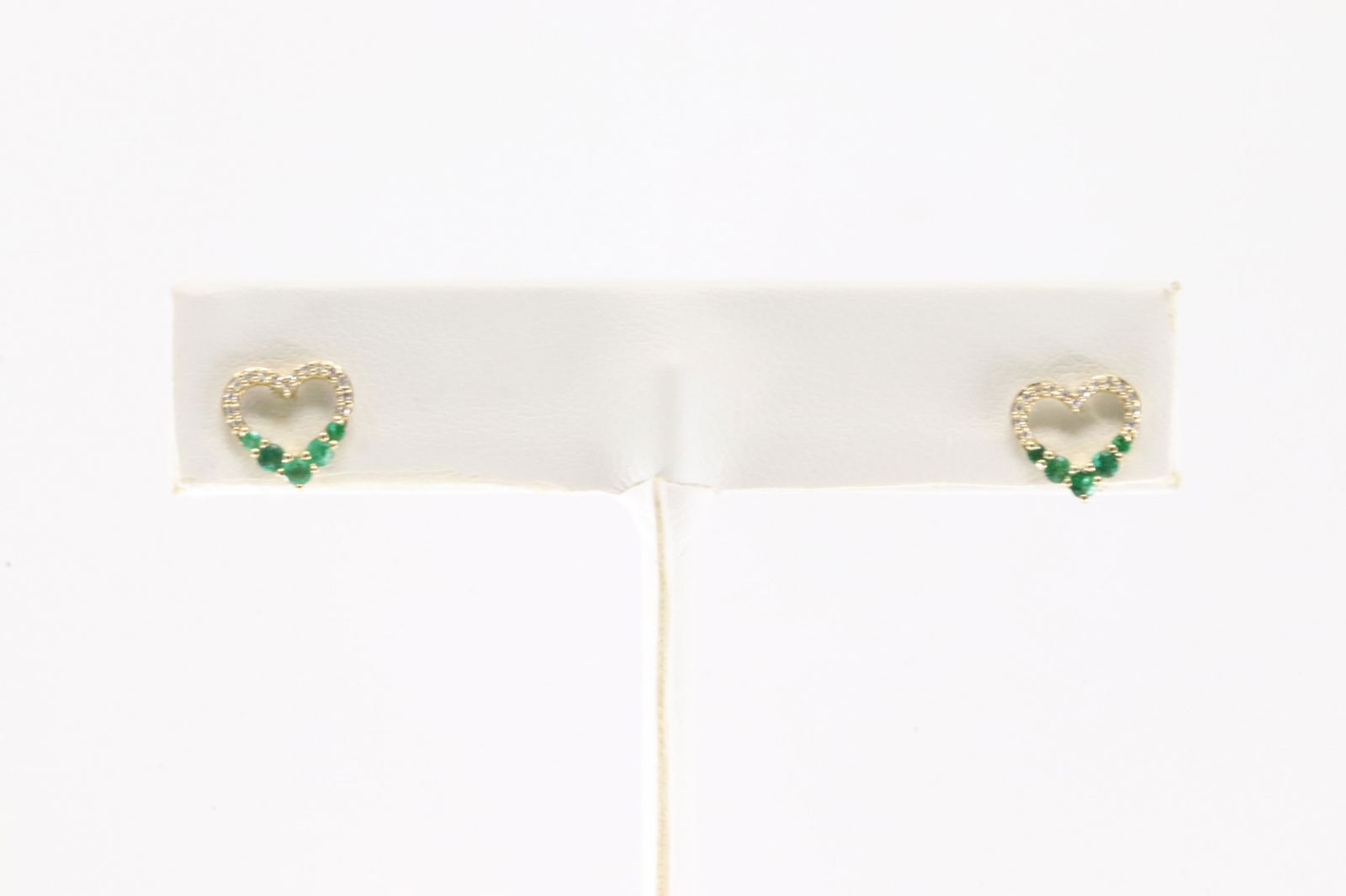 Emerald & Diamond Heart Stud Earring 14Kt. (1 of 3)