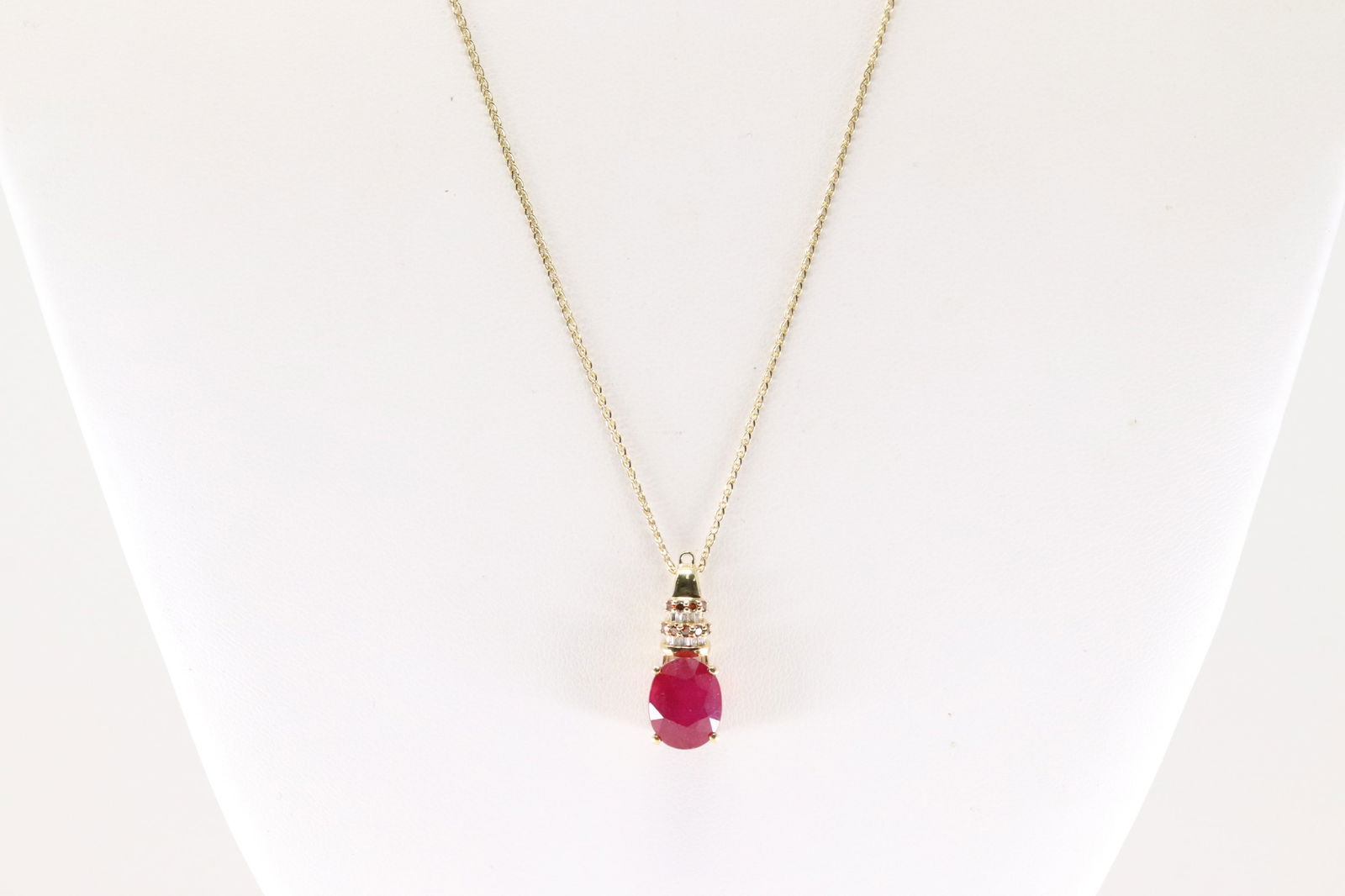 Ruby / Garnet & Diamond Pendant / Necklace 14Kt. (1 of 3)