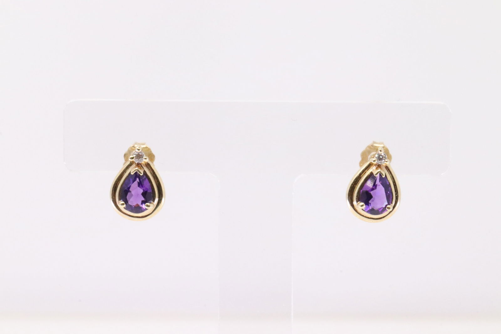 Amethyst & Diamond Stud Earring 14Kt. (1 of 4)