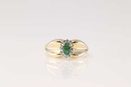 Emerald & Diamond Ring 14Kt.