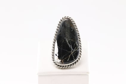 Native America Navajo Sterling Silver White Buffalo Ring By Donovan Skeets.