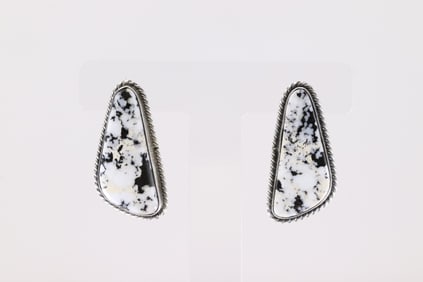 Native America Navajo Sterling Silver White Buffalo Post earring's By Chassity Belone.
