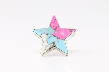 Native America Navajo Sterling Silver Cotton Candy Star Ring By Donova Skeets.