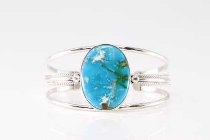 Native America Navajo Sterling Silver Sonora Gold Turquoise Bracelet Cuff By Begay.