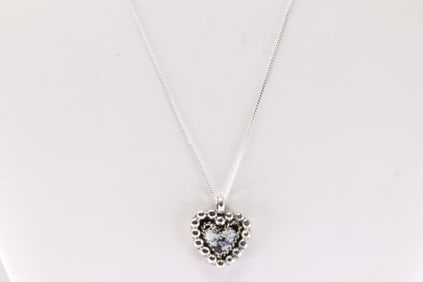 Native American Navajo Sterling Silver White Buffalo Necklace By Arlene Lewis.