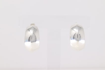 Native American Navajo Sterling Silver Solid Hoop Earring's By Louise Bighand.