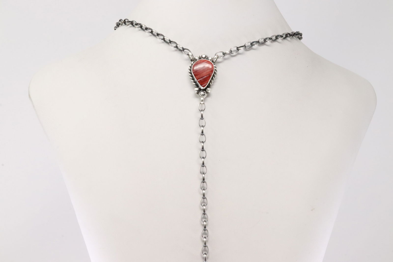 Native America Navajo Sterling Silver Spiny Oyster Necklace By Augustine Largo. (1 of 4)